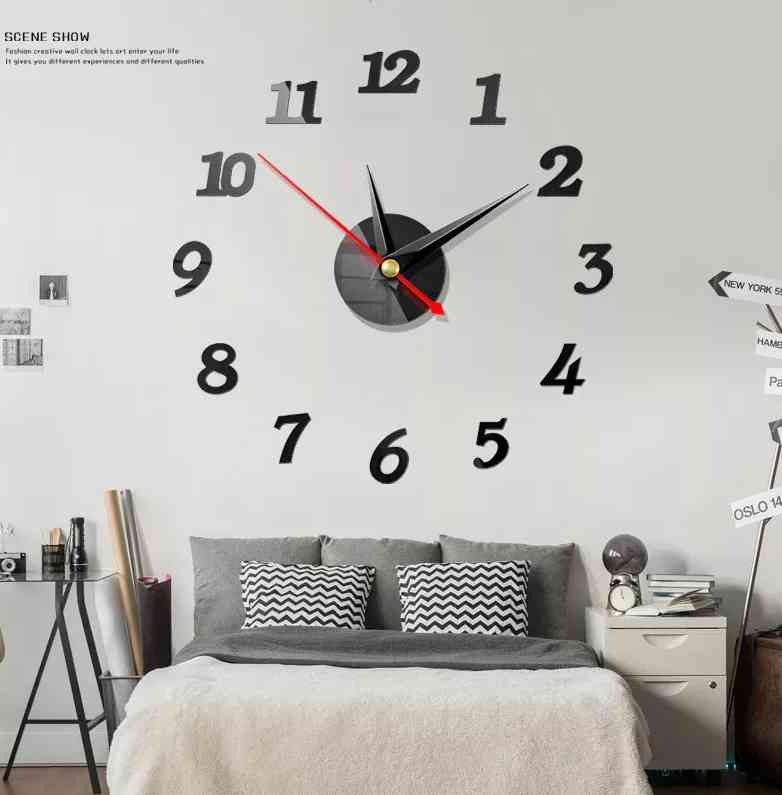 3D Mirror Wall Clock